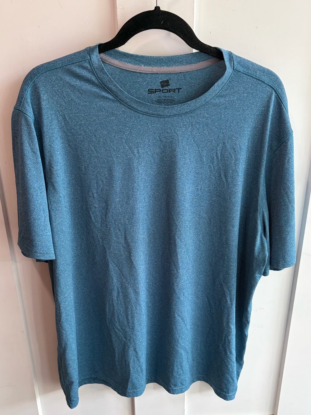 Hanes Men's Short Sleeve Crew Neck Tee in Heathered Blue